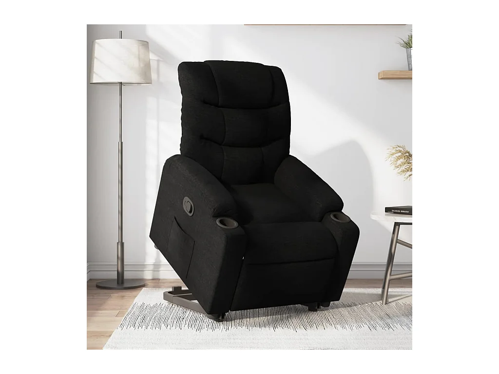 Sillón eléctrico reclinable elevable de tela negro