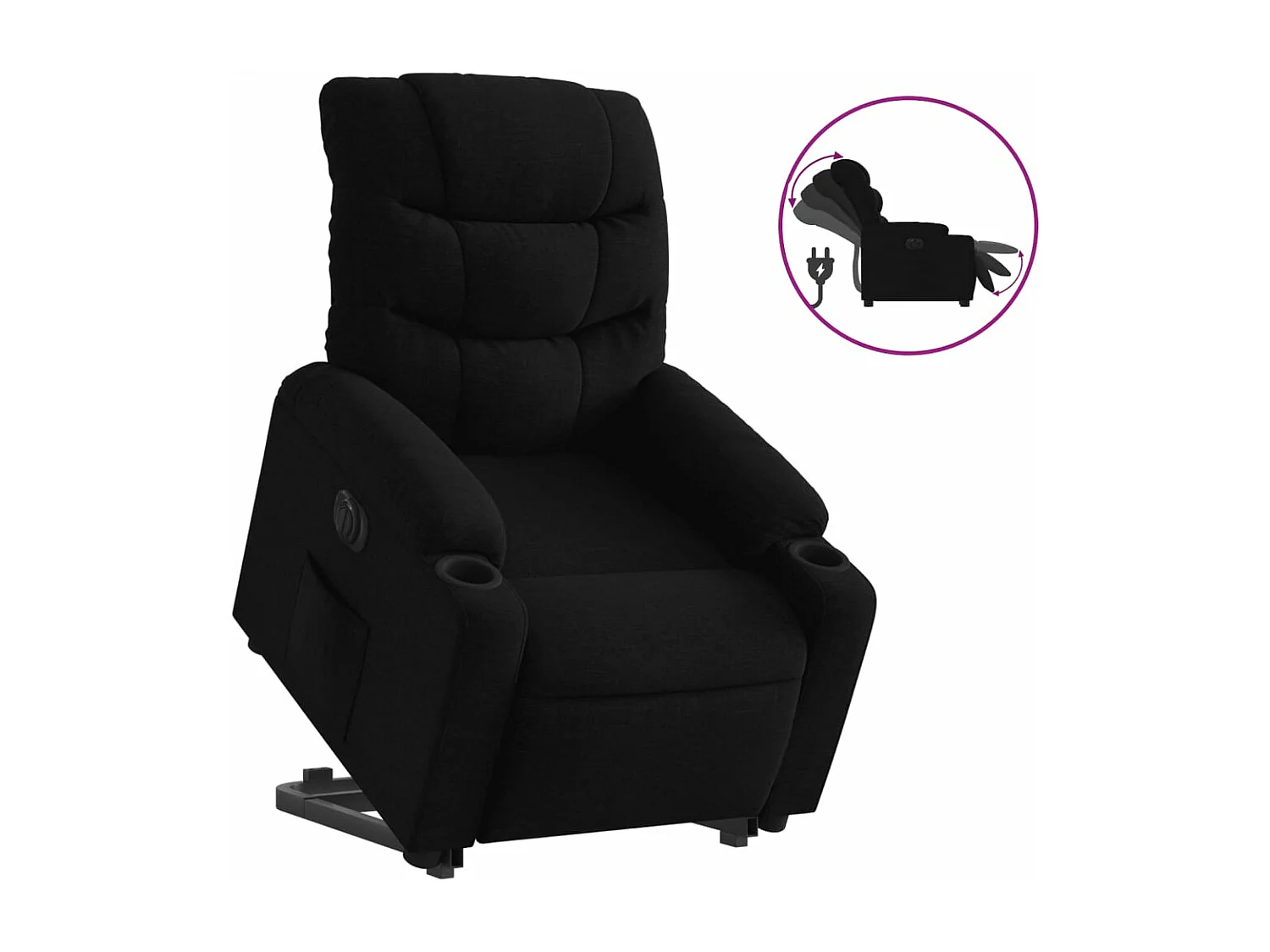 Sillón eléctrico reclinable elevable de tela negro