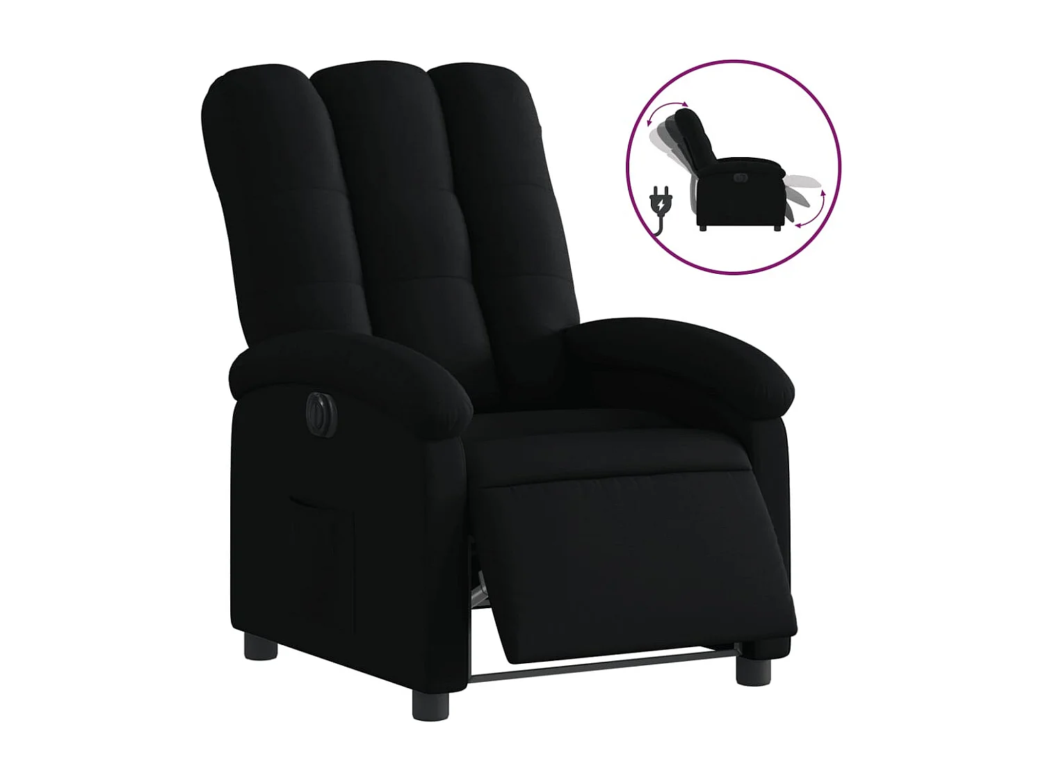 Fauteuil inclinable électrique Noir Tissu