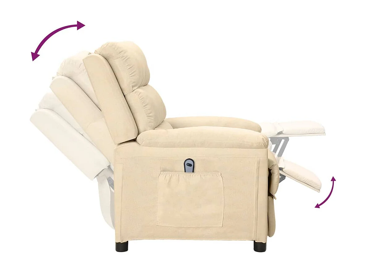 Sillón reclinable eléctrico de tela crema