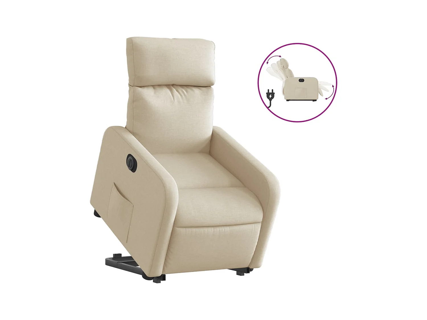 Fauteuil inclinable électrique crème tissu