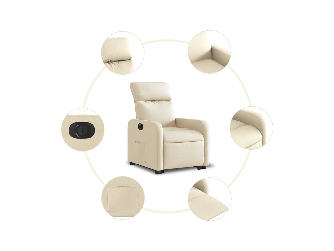 Fauteuil inclinable électrique crème tissu