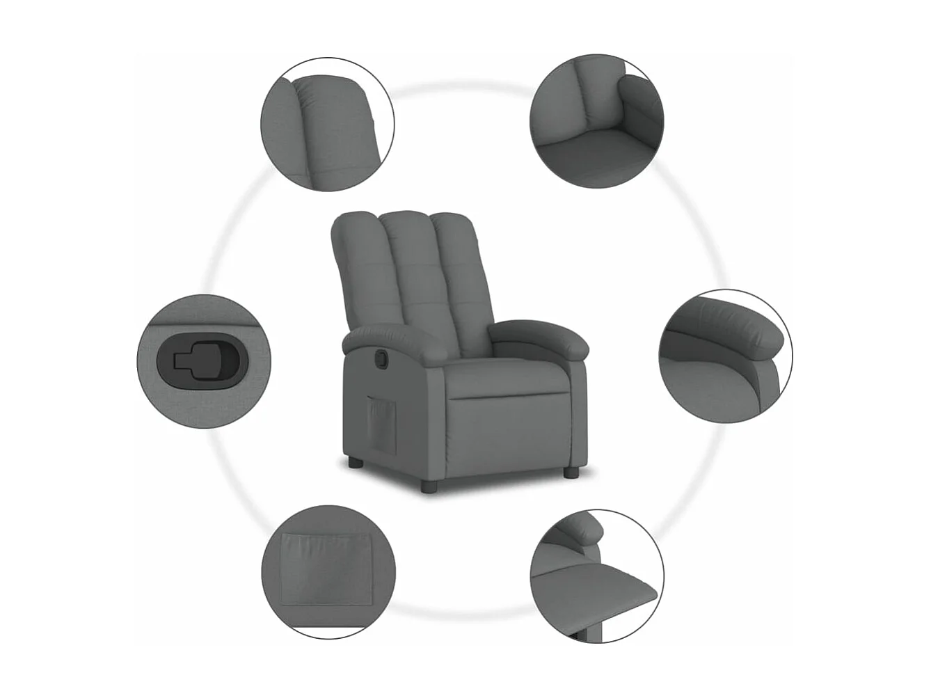 Fauteuil inclinable Gris foncé Tissu