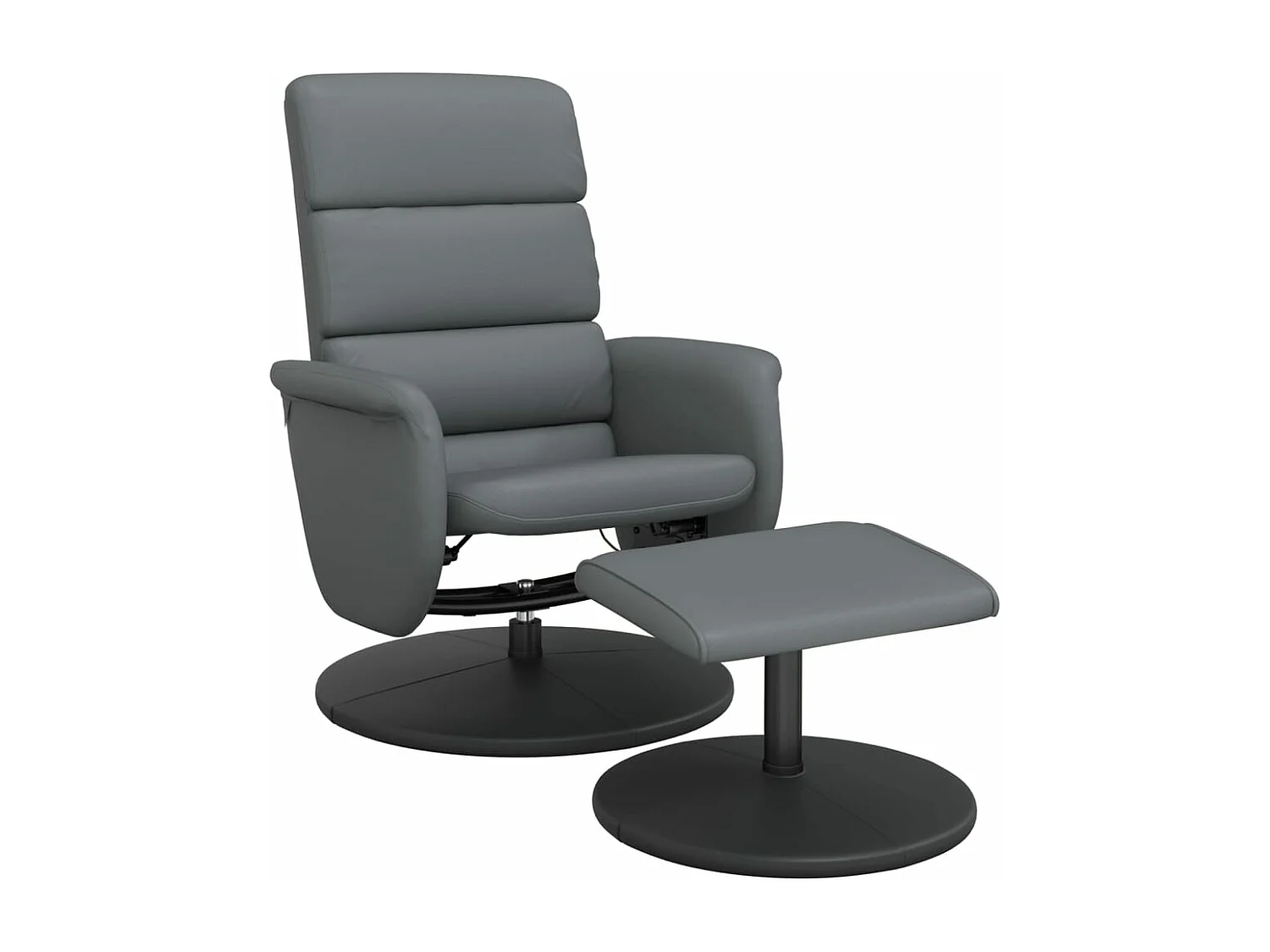 Fauteuil verstelbaar met voetenbankje kunstleer grijs