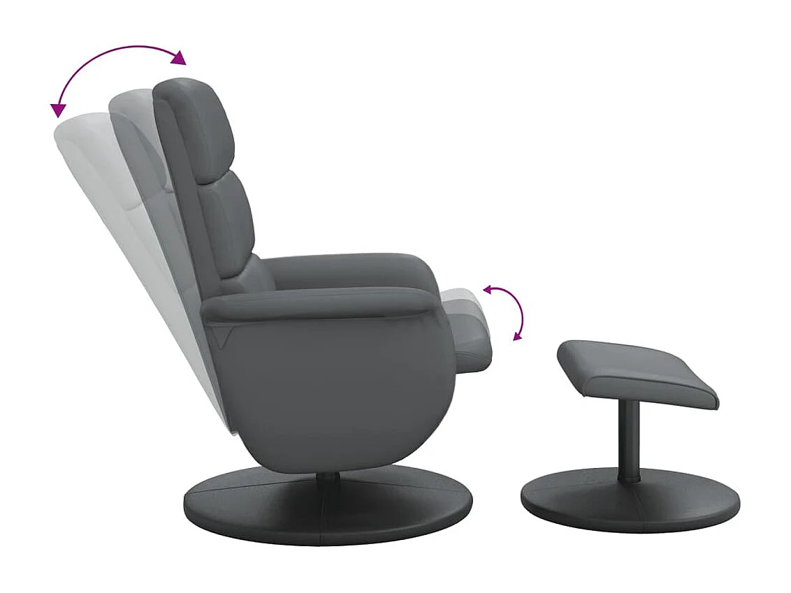 Fauteuil verstelbaar met voetenbankje kunstleer grijs