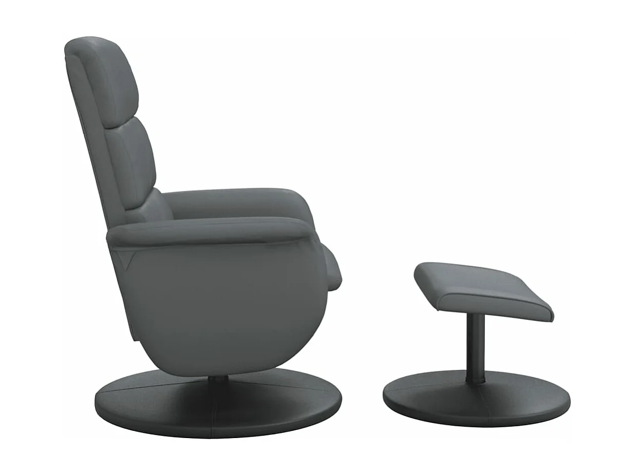 Fauteuil inclinable avec repose-pied gris similicuir