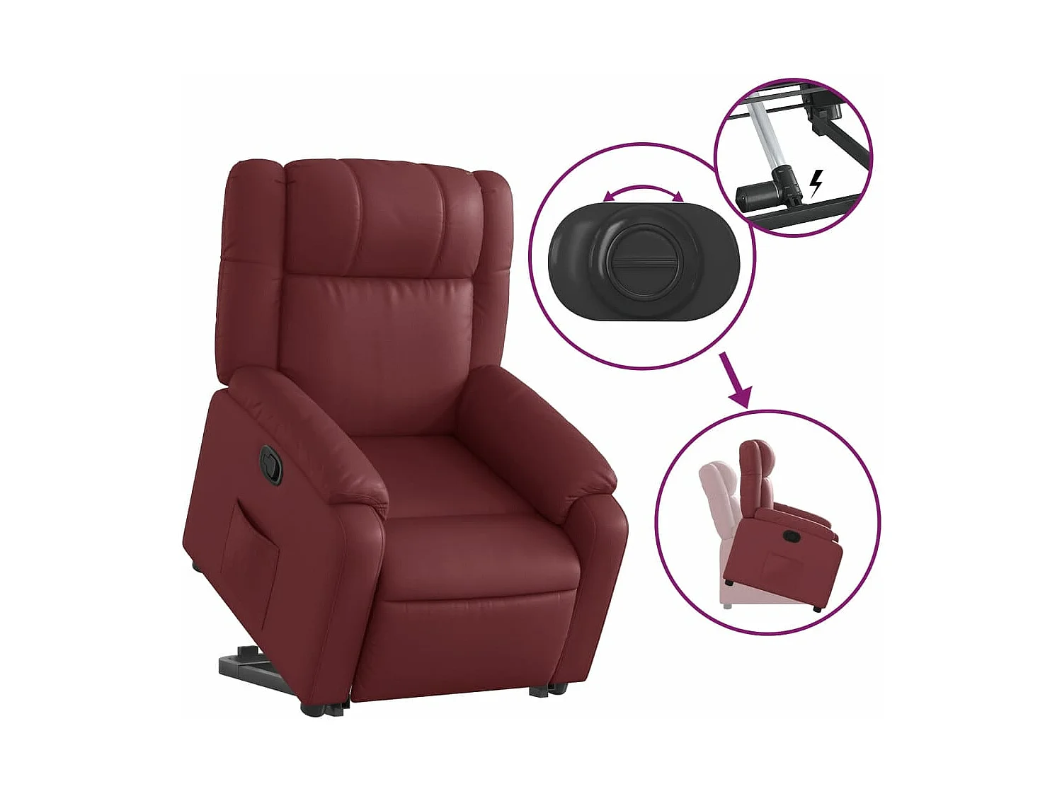 Fauteuil inclinable Rouge bordeaux Similicuir
