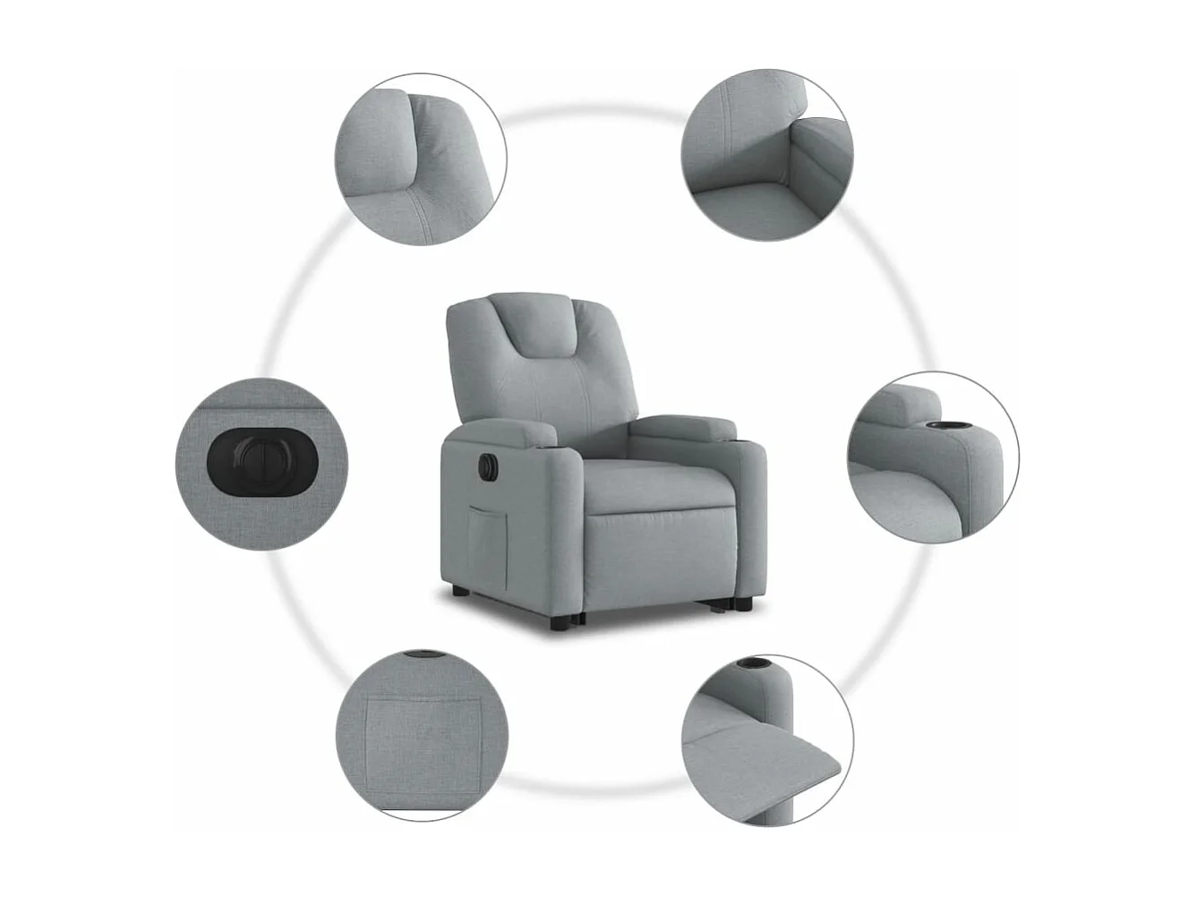 Fauteuil inclinable électrique gris clair tissu
