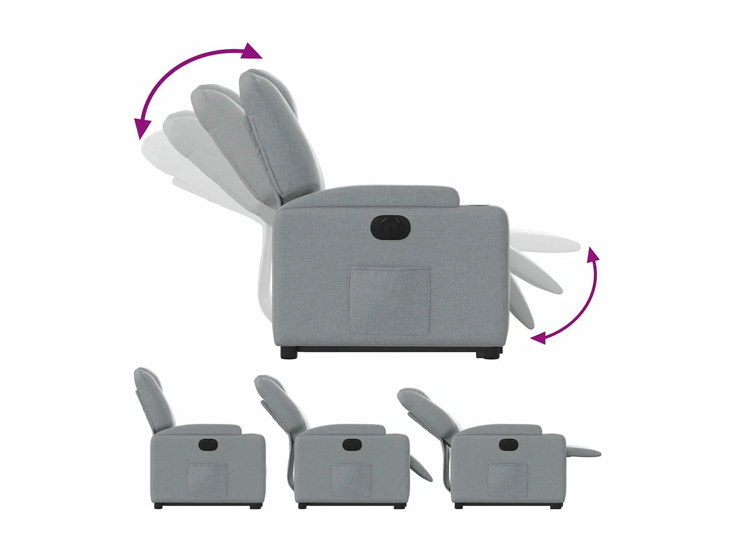 Fauteuil inclinable électrique gris clair tissu