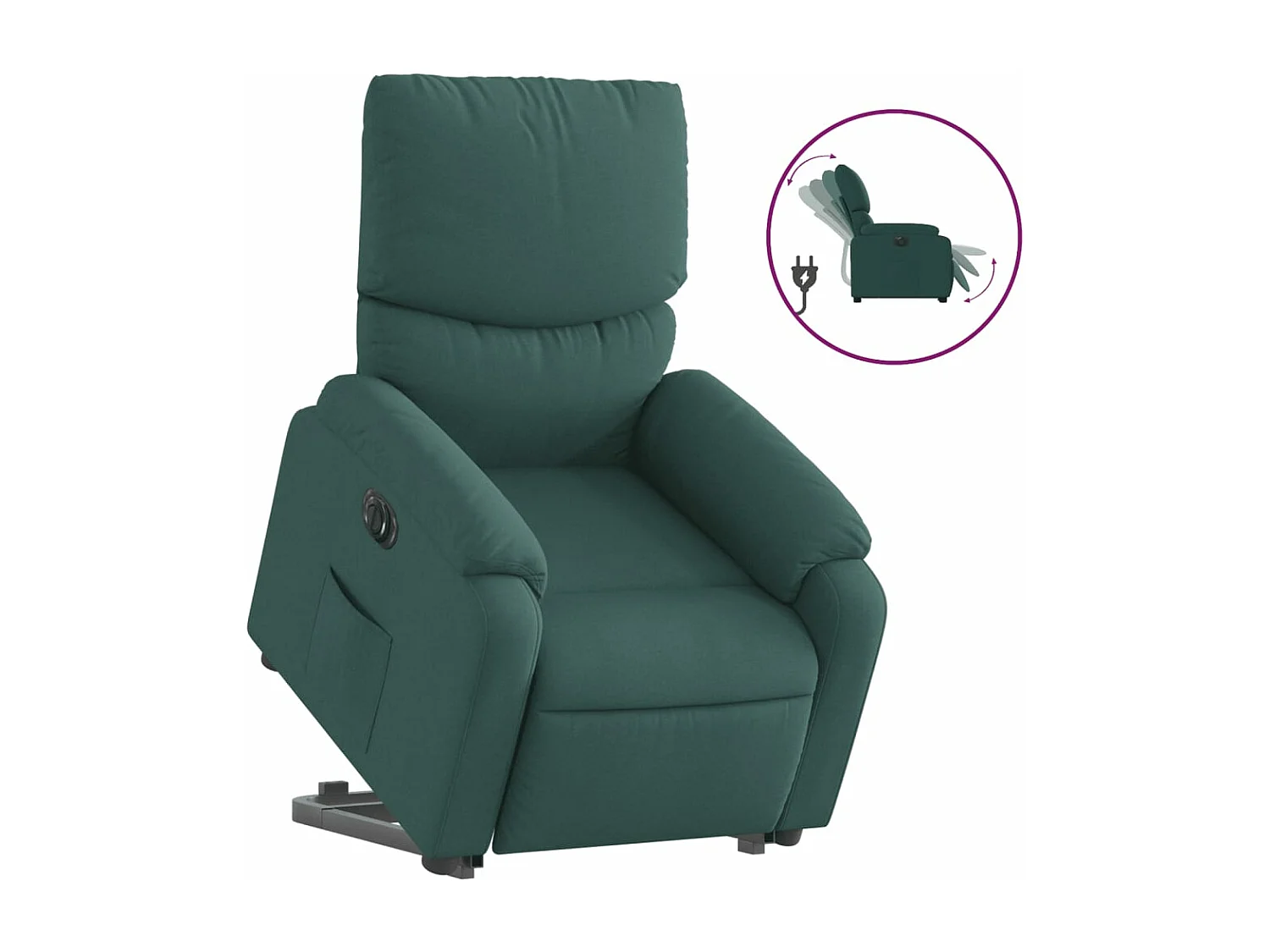Fauteuil inclinable électrique vert foncé tissu