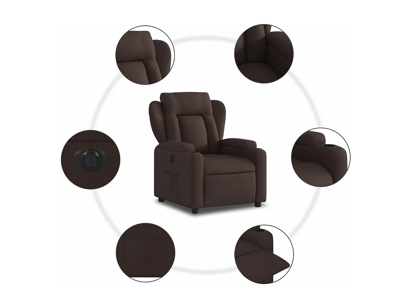 Fauteuil inclinable électrique Marron foncé Tissu
