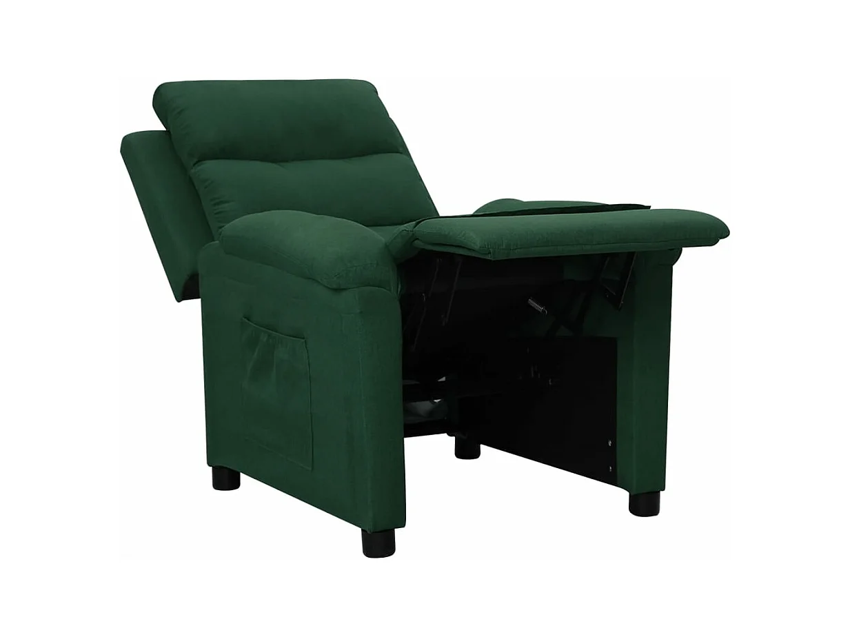 Sillón reclinable de tela verde oscuro
