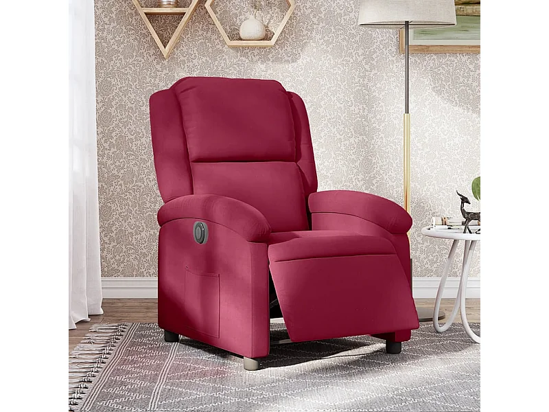 Sillón reclinable eléctrico de terciopelo rojo tinto