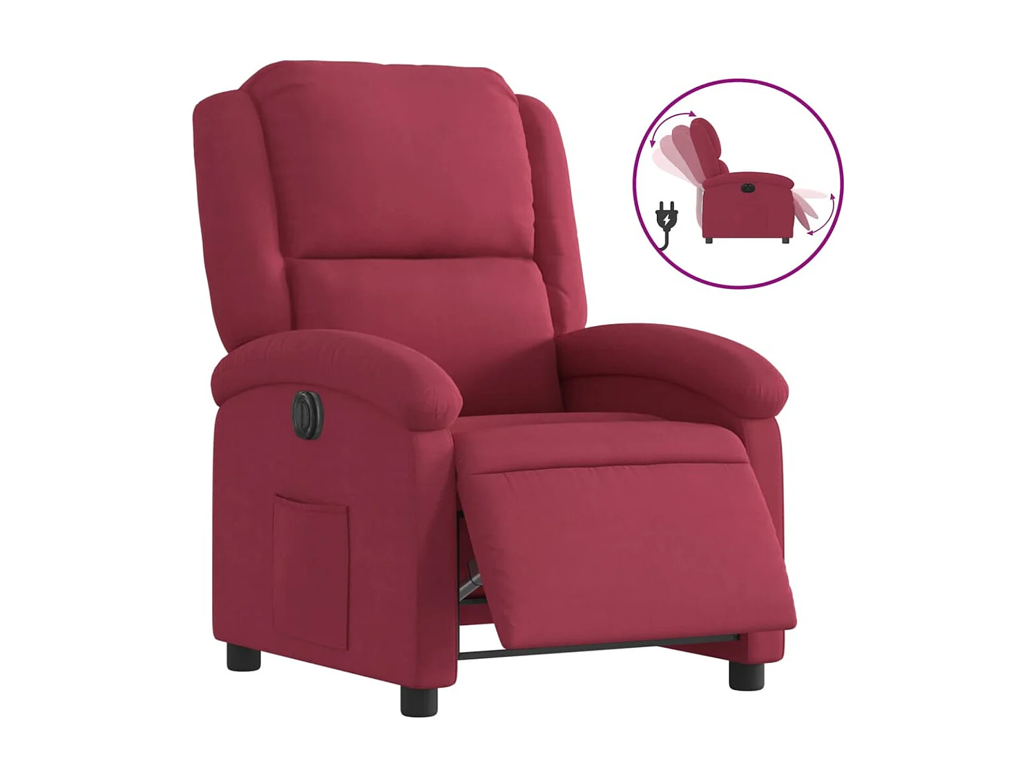 Sillón reclinable eléctrico de terciopelo rojo tinto