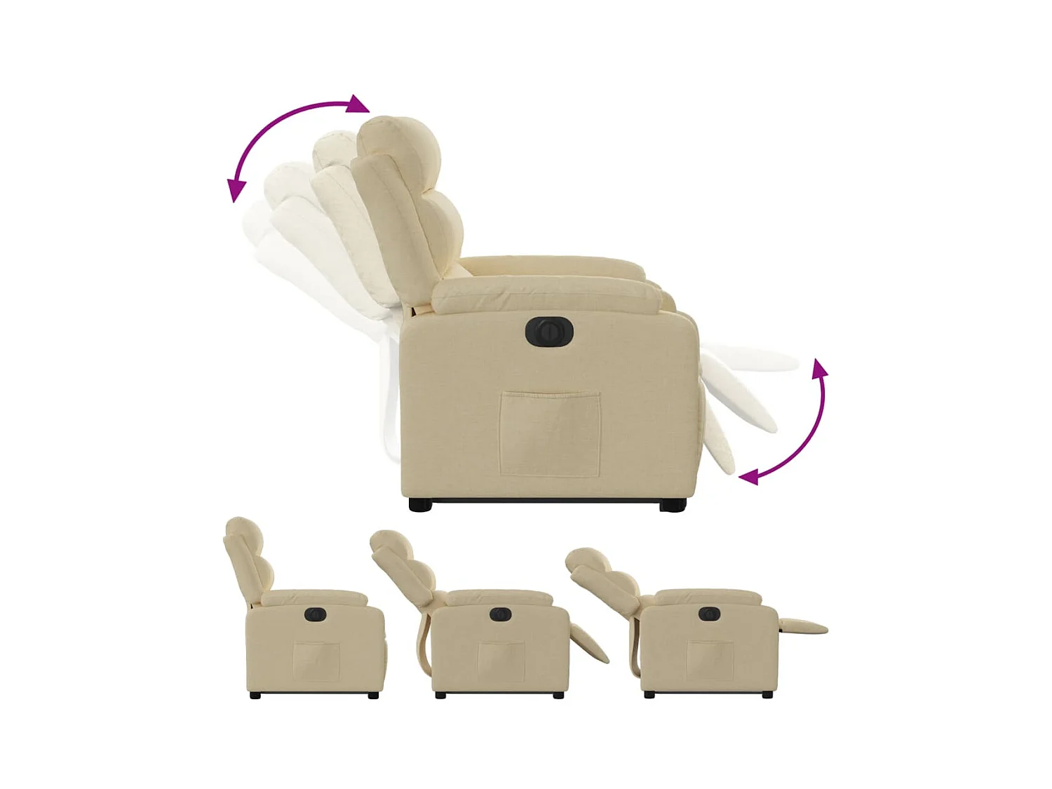 Sillón eléctrico reclinable elevable de tela color crema