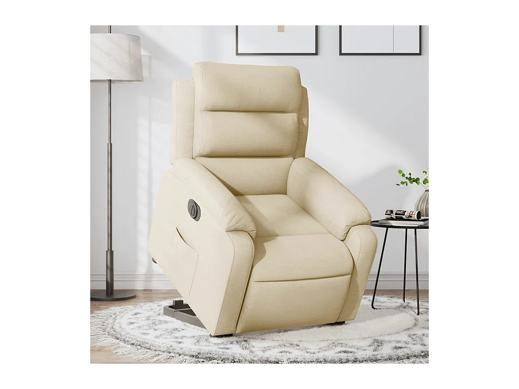 Sillón eléctrico reclinable elevable de tela color crema