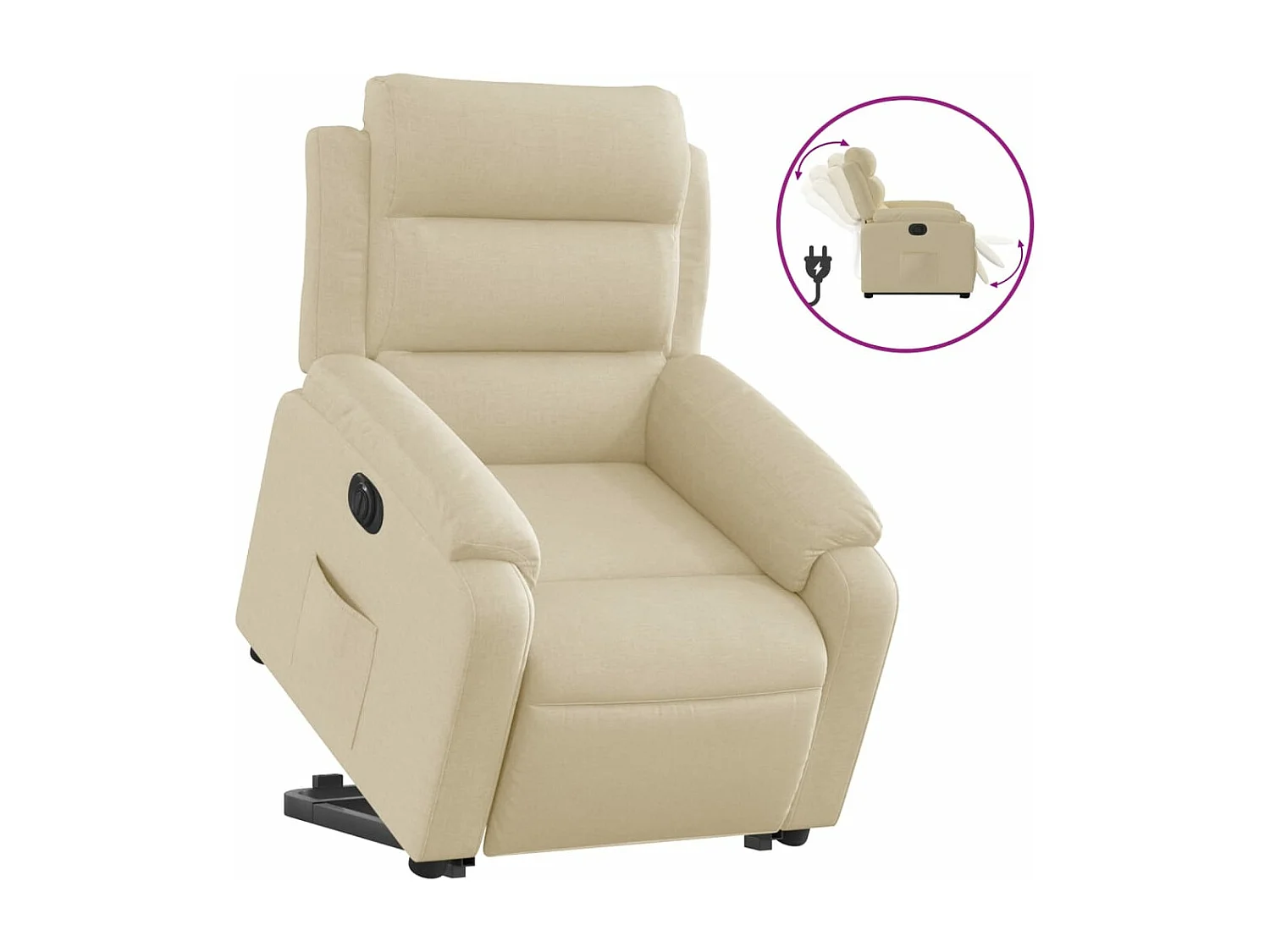 Sillón eléctrico reclinable elevable de tela color crema