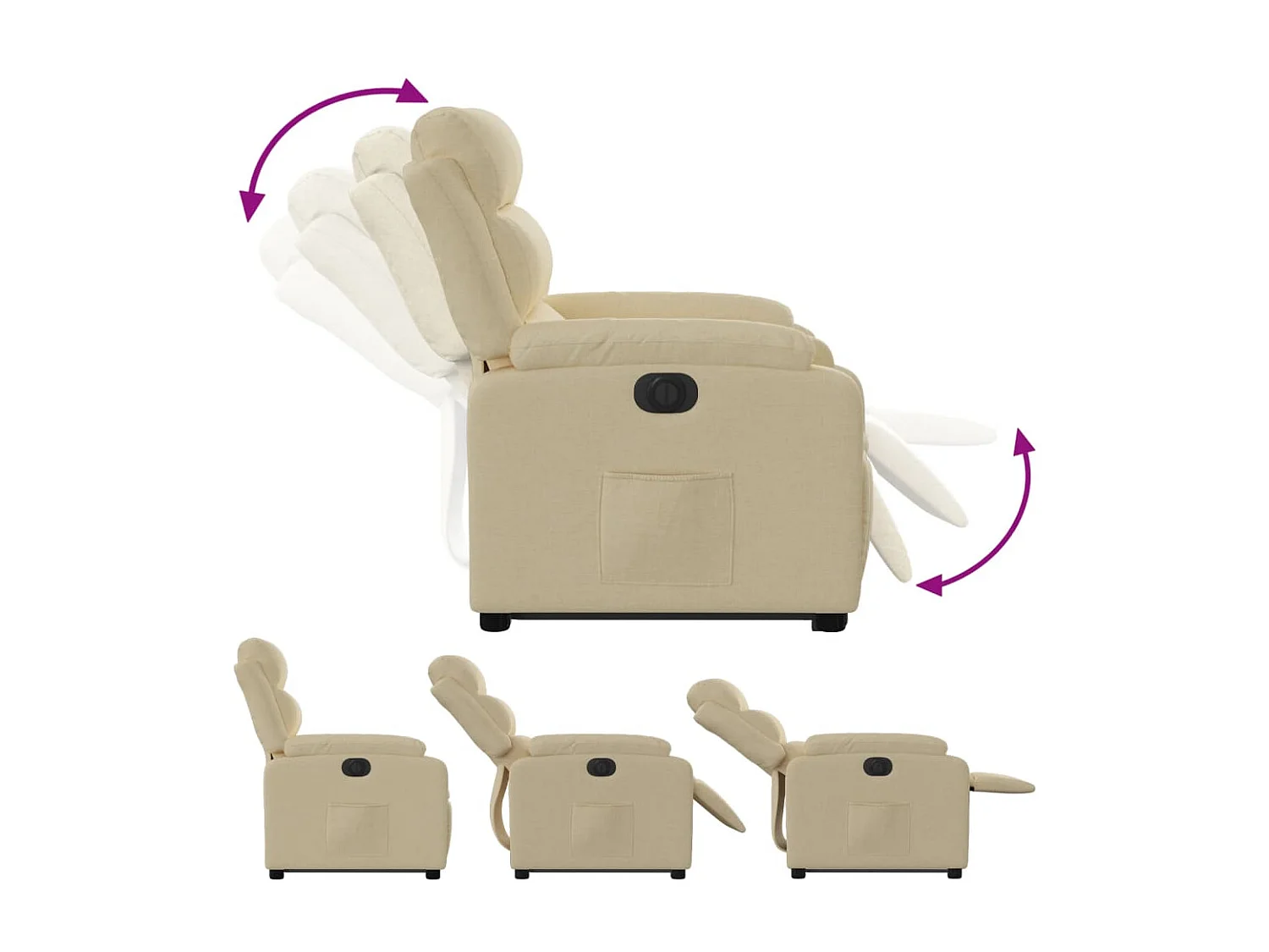 Fauteuil inclinable électrique crème tissu