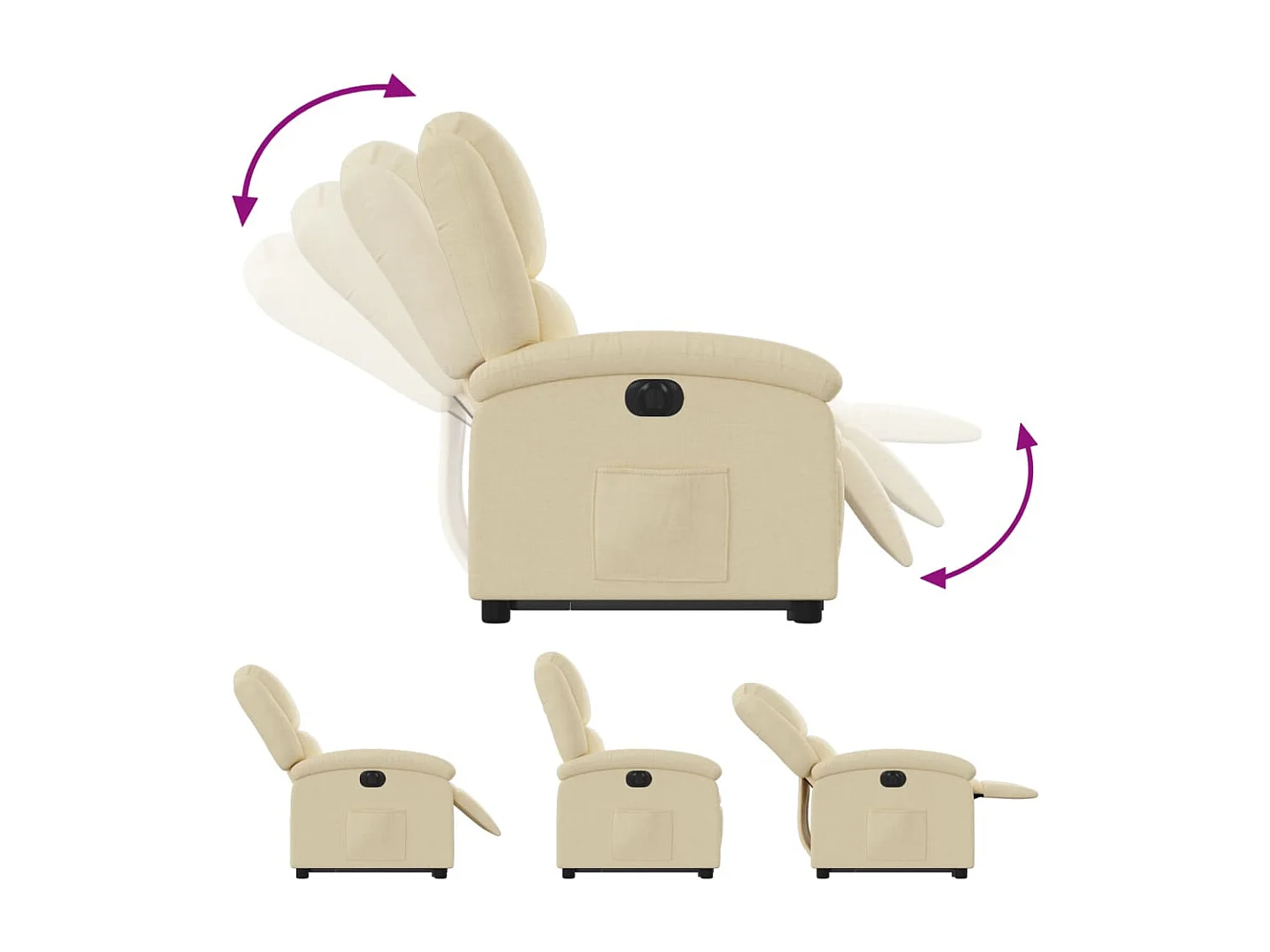 Fauteuil inclinable électrique crème tissu