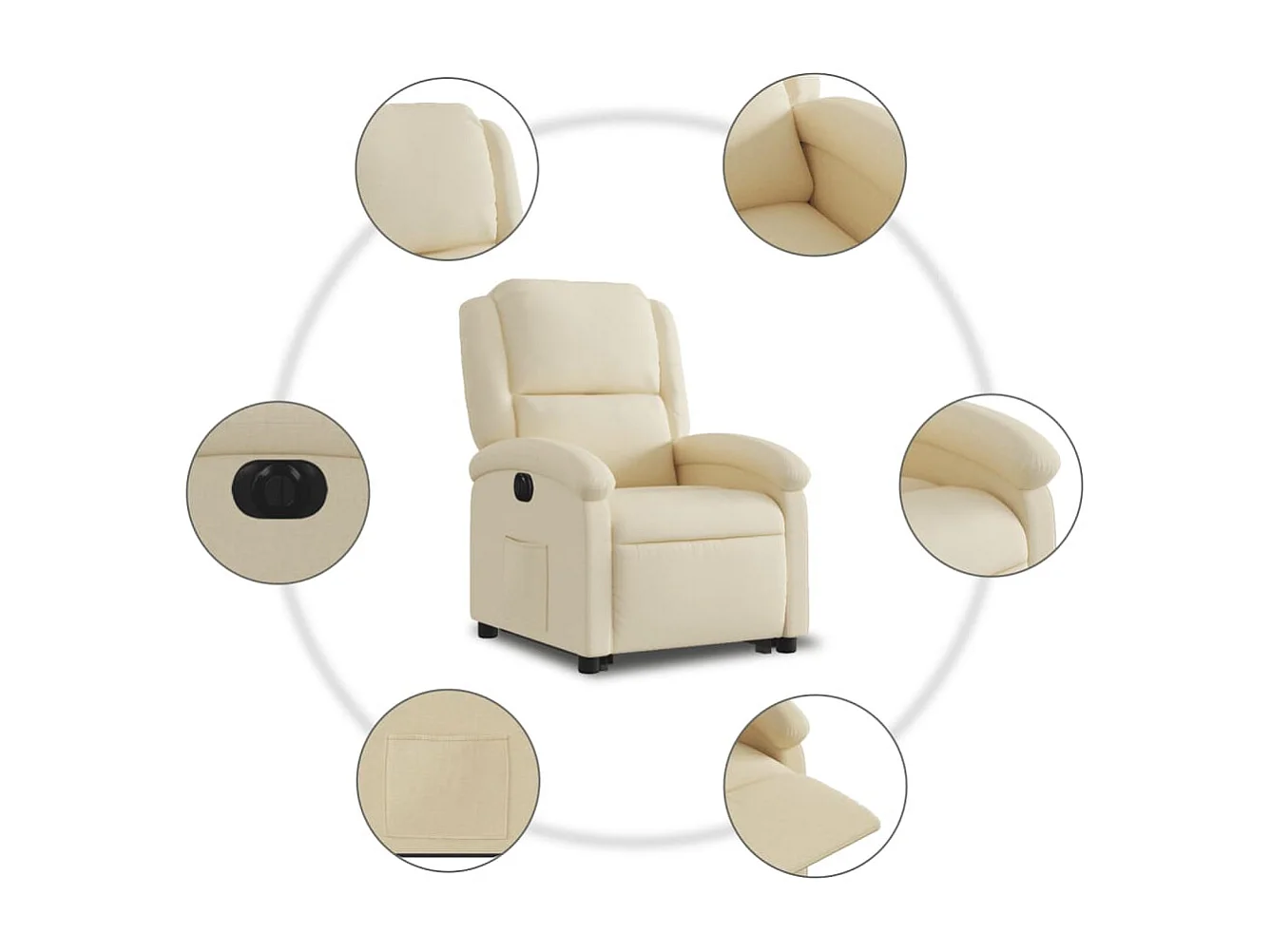 Fauteuil inclinable électrique crème tissu