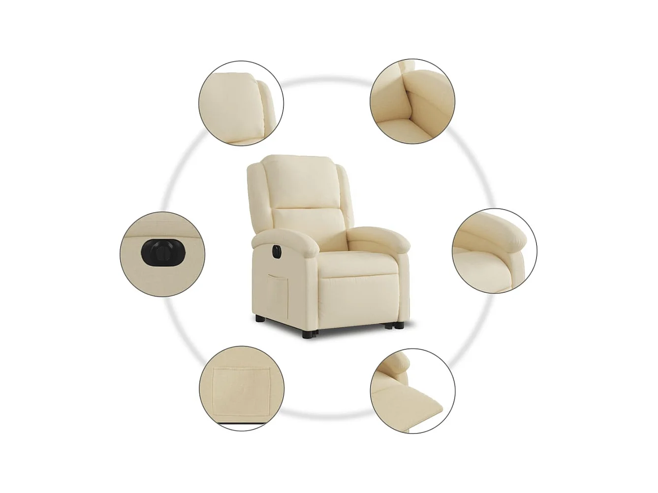 Fauteuil inclinable électrique crème tissu