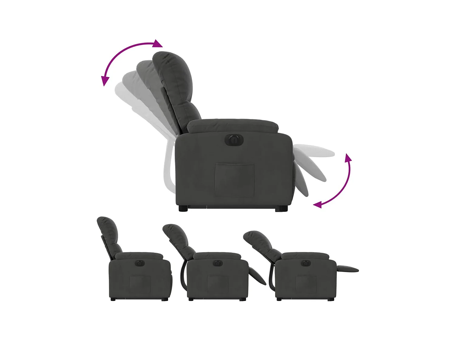 Fauteuil inclinable électrique gris foncé tissu microfibre