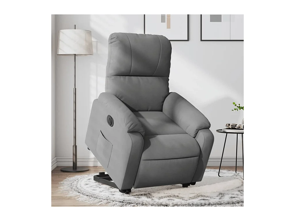Fauteuil inclinable électrique gris foncé tissu microfibre