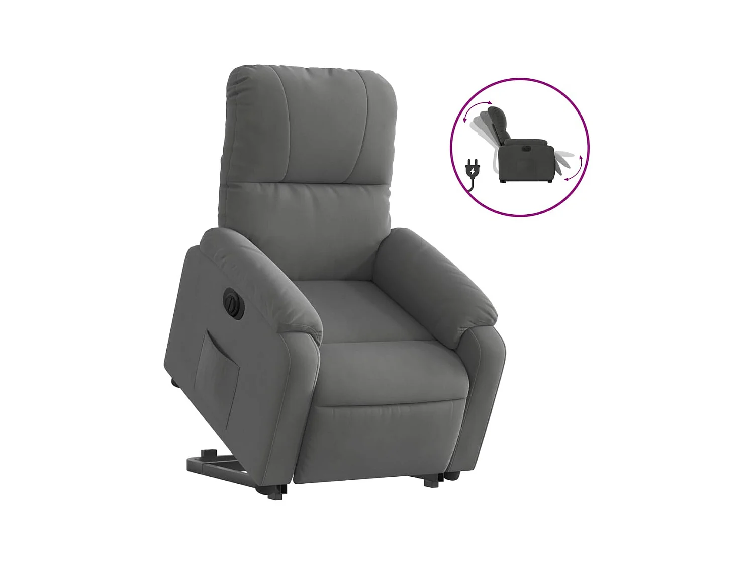 Fauteuil inclinable électrique gris foncé tissu microfibre