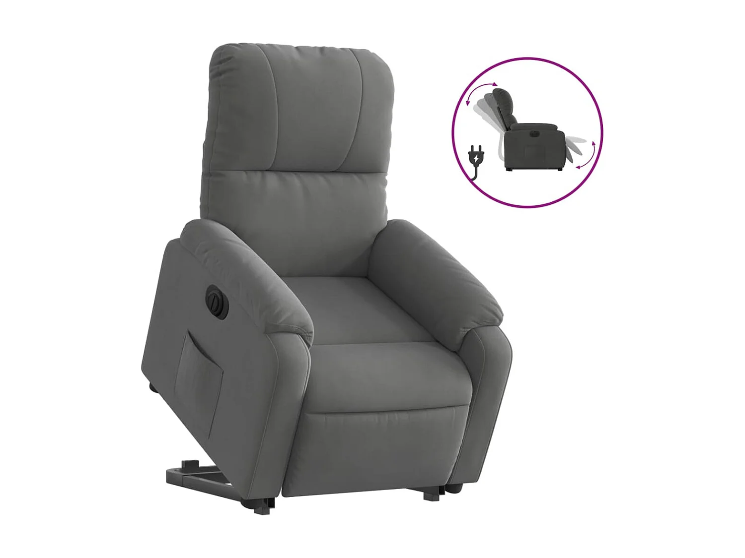 Fauteuil inclinable électrique gris foncé tissu microfibre