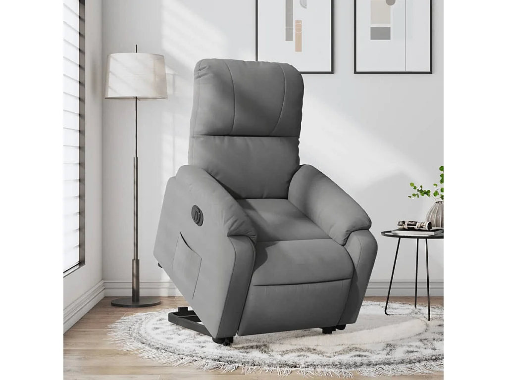 Fauteuil inclinable électrique gris foncé tissu microfibre