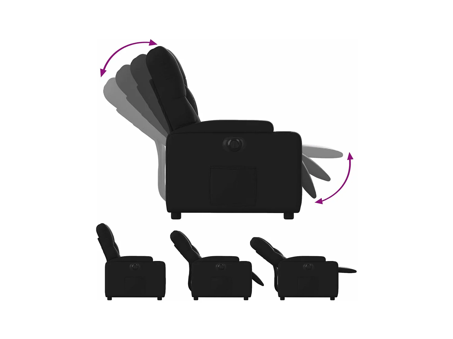 Fauteuil inclinable électrique Noir Similicuir