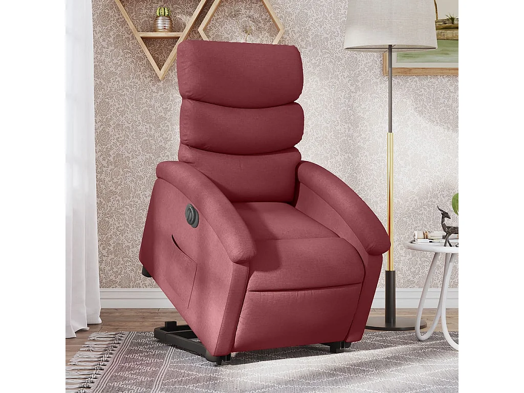 Fauteuil inclinable électrique rouge bordeaux tissu