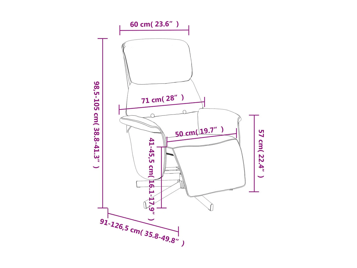 Fauteuil inclinable avec repose-pied crème tissu