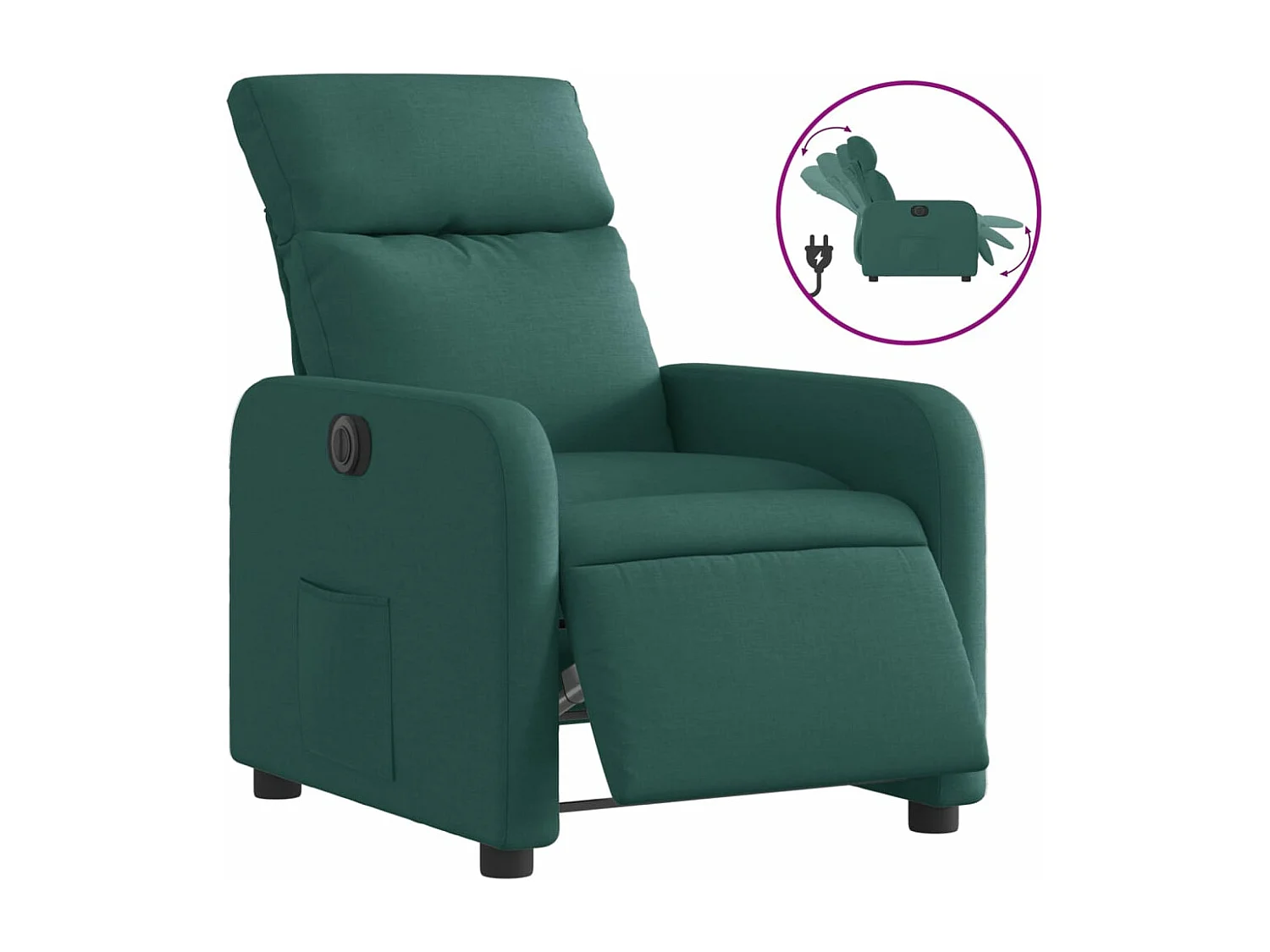 Fauteuil inclinable électrique Vert foncé Tissu
