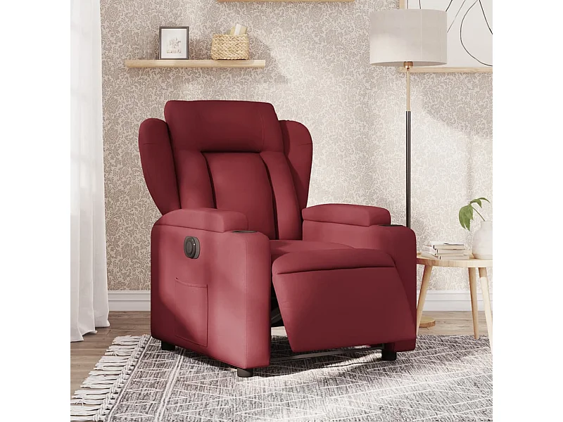 Sillón reclinable eléctrico tela rojo tinto