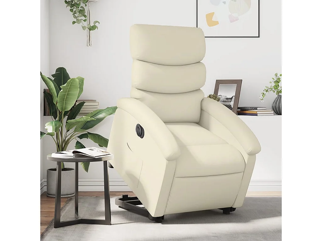 Fauteuil inclinable électrique crème similicuir