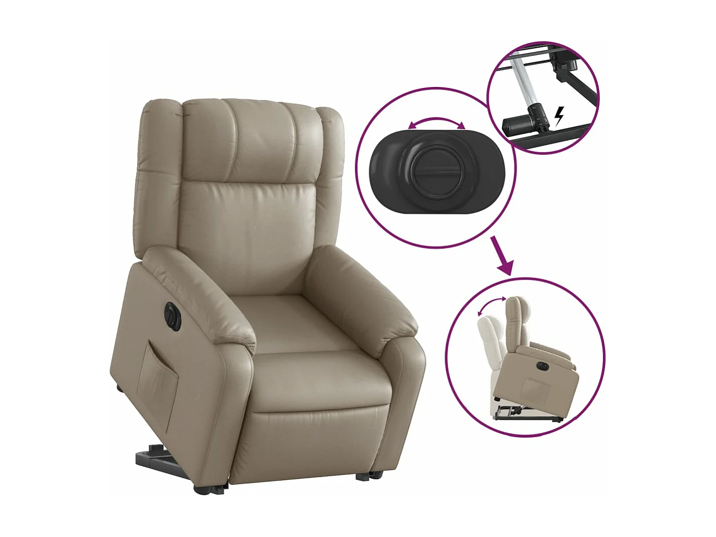 Fauteuil inclinable électrique cappuccino similicuir