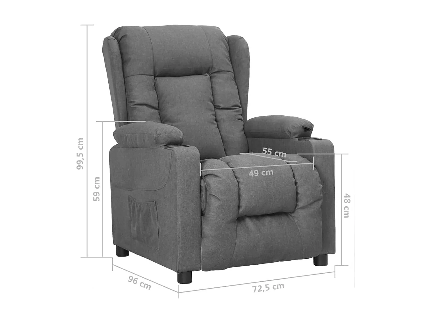 Fauteuil inclinable Gris clair Tissu