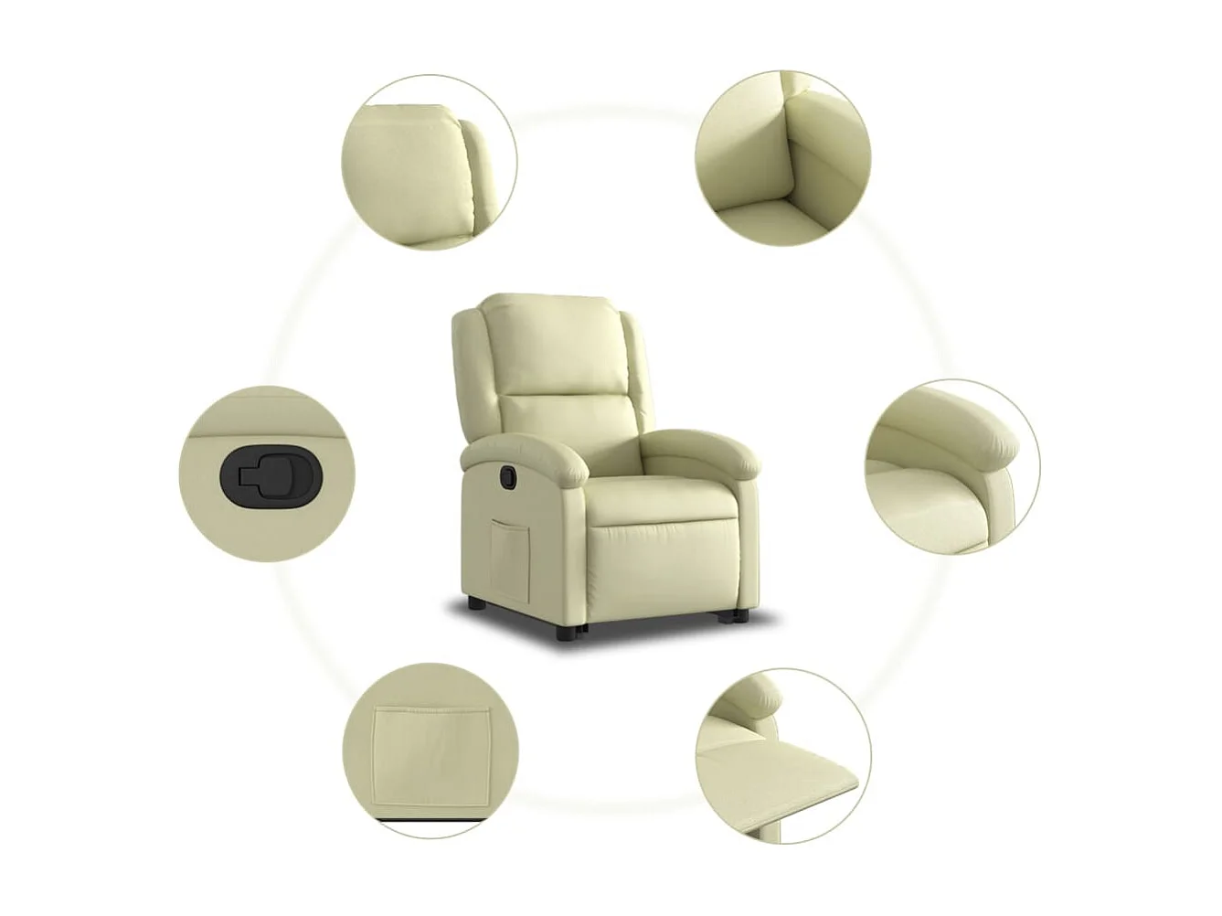 Fauteuil inclinable crème cuir véritable