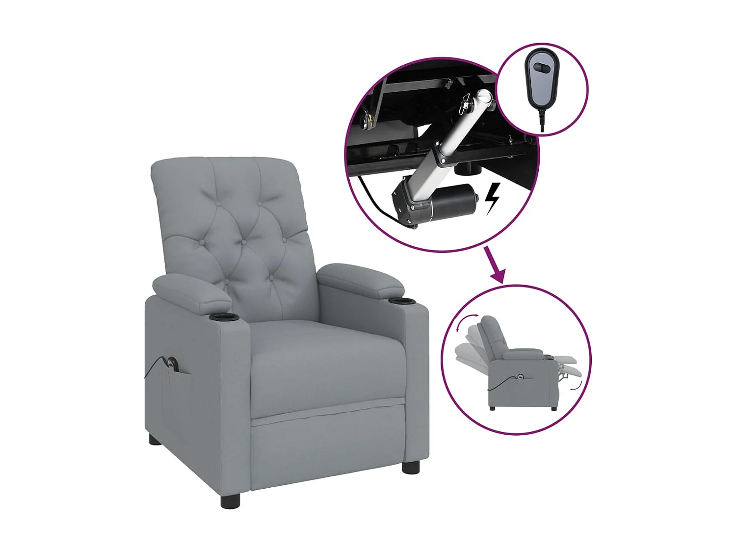 Fauteuil inclinable électrique Gris clair Tissu
