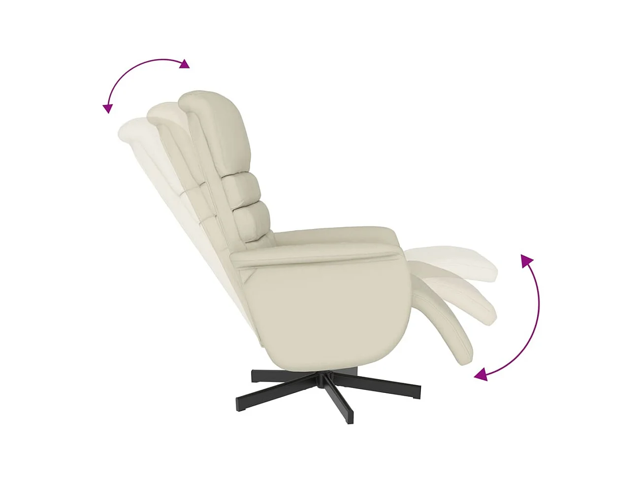 Fauteuil inclinable avec repose-pieds crème similicuir