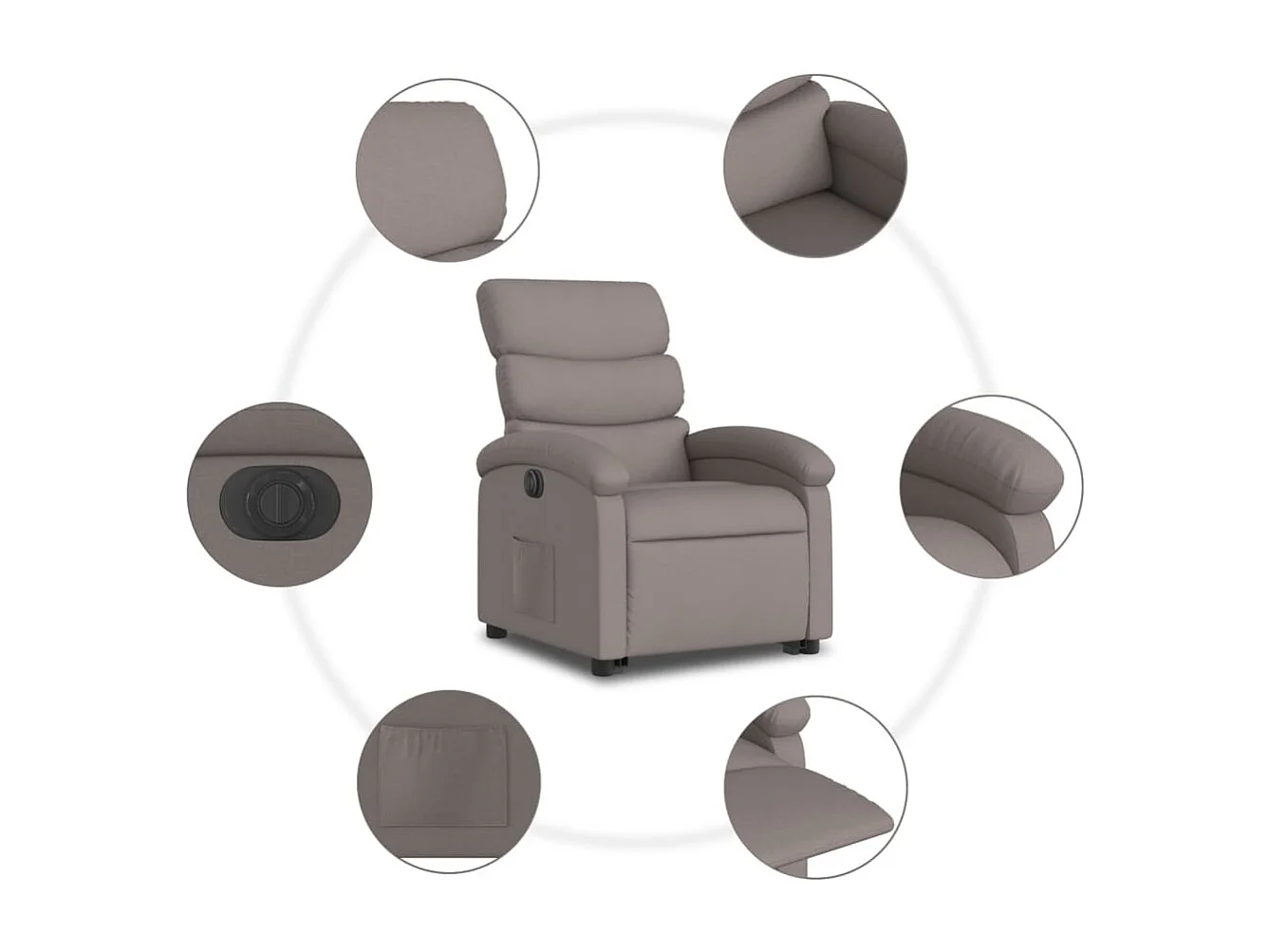 Fauteuil inclinable électrique taupe tissu