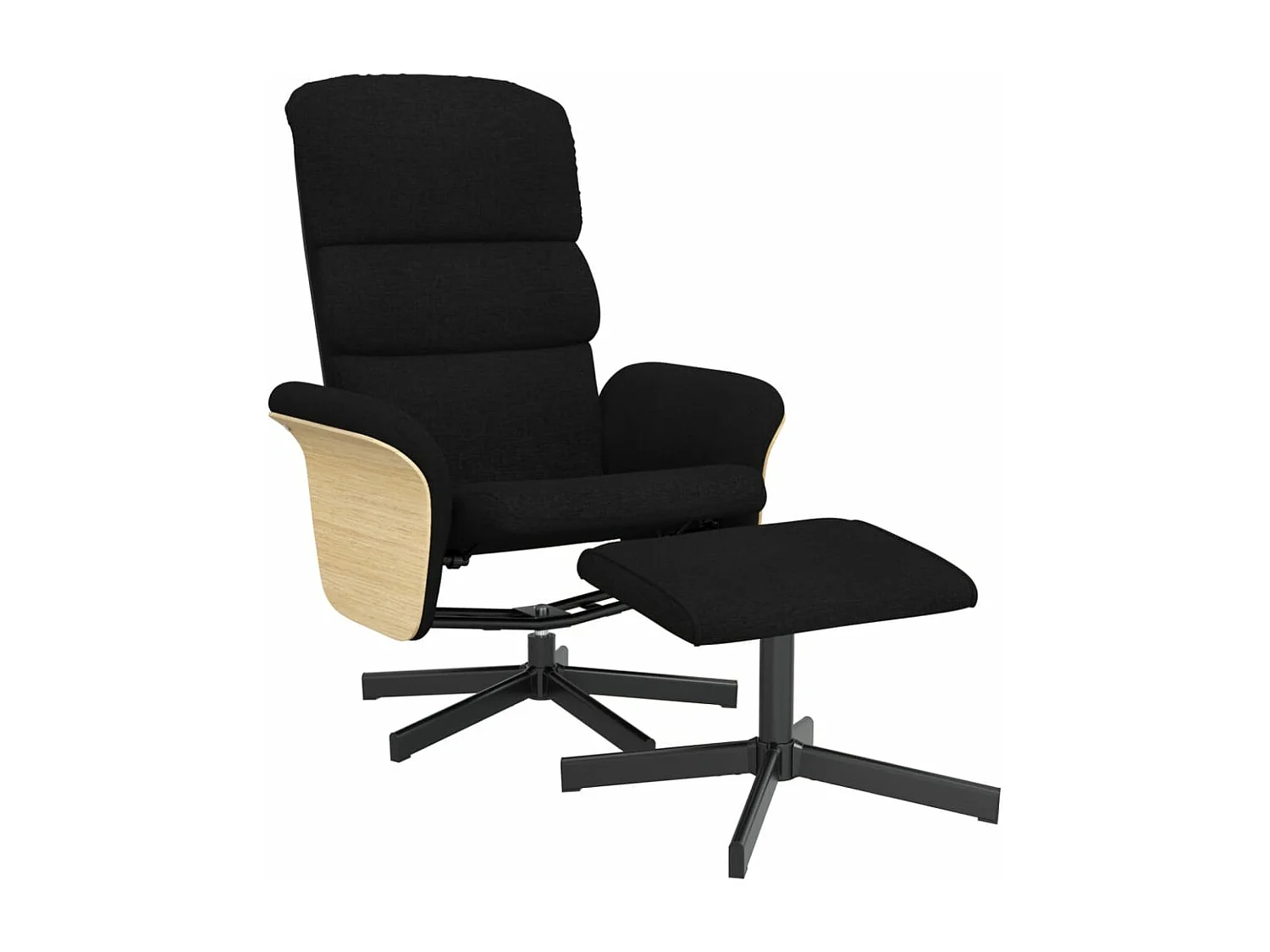 Fauteuil verstelbaar met voetenbank stof zwart