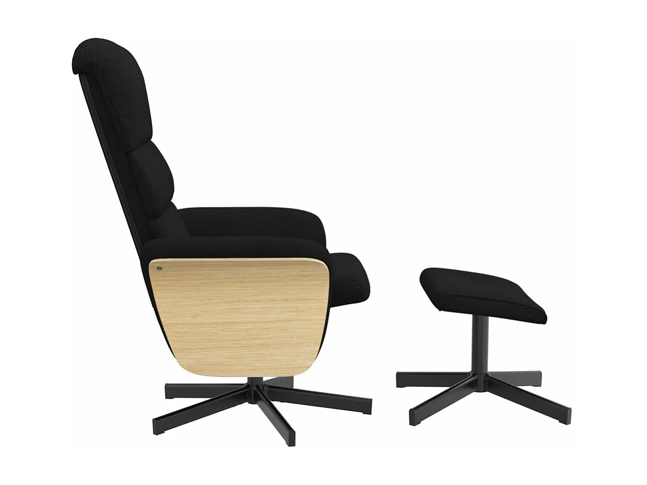 Fauteuil verstelbaar met voetenbank stof zwart