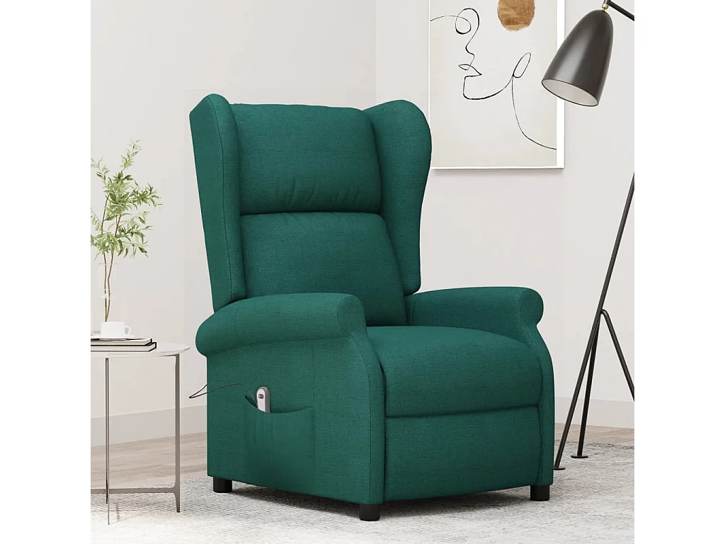 Fauteuil inclinable électrique Vert foncé Tissu