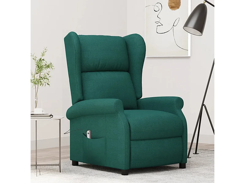 Fauteuil inclinable électrique Vert foncé Tissu