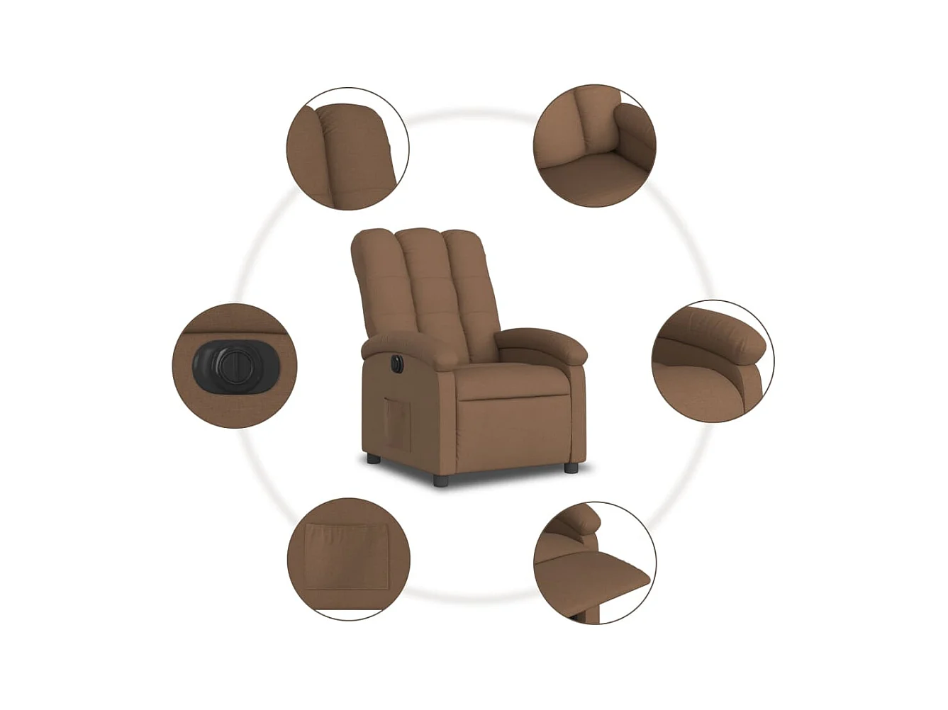 Fauteuil inclinable électrique Marron Tissu