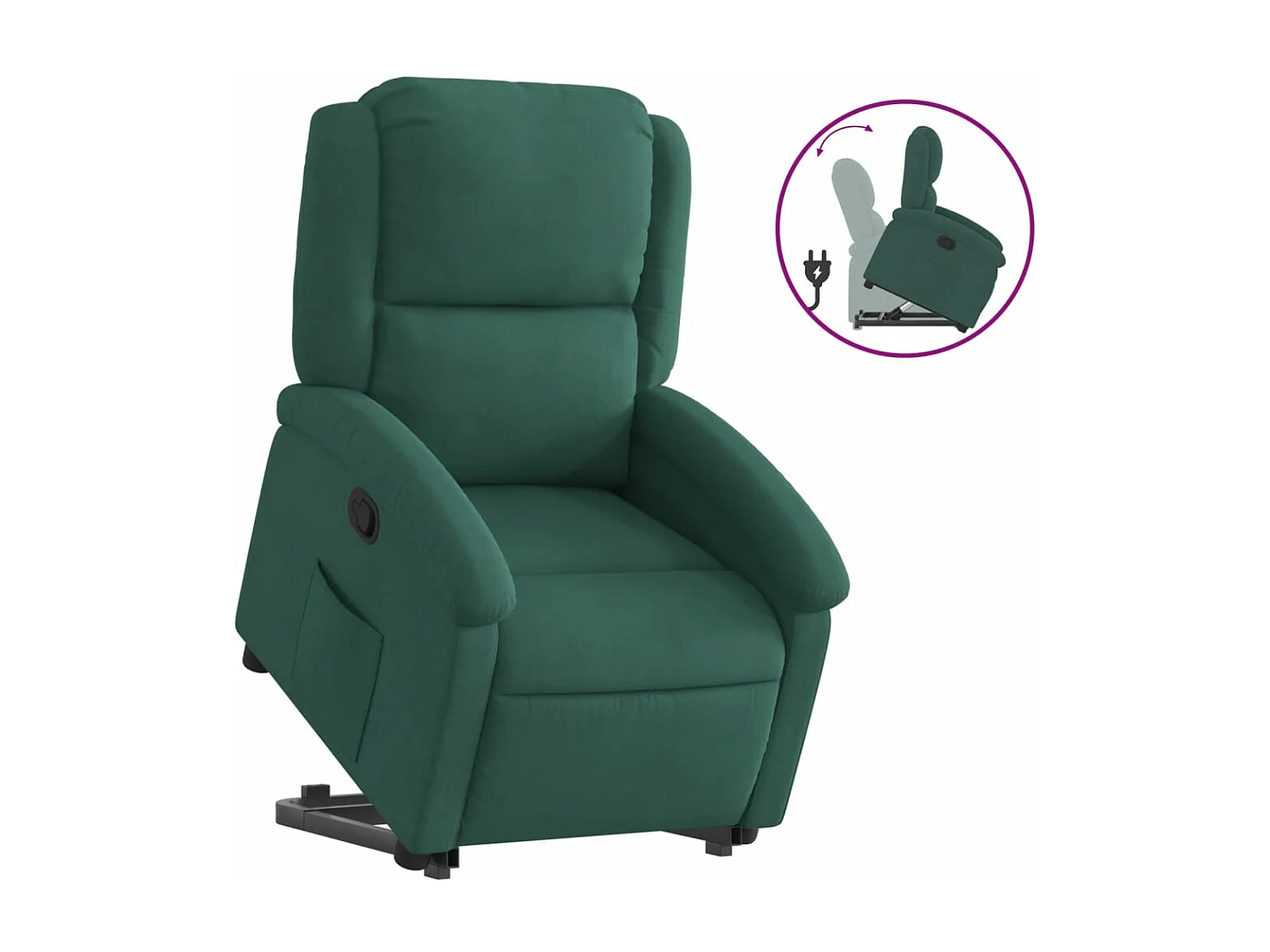 Sillón reclinable elevable terciopelo verde oscuro