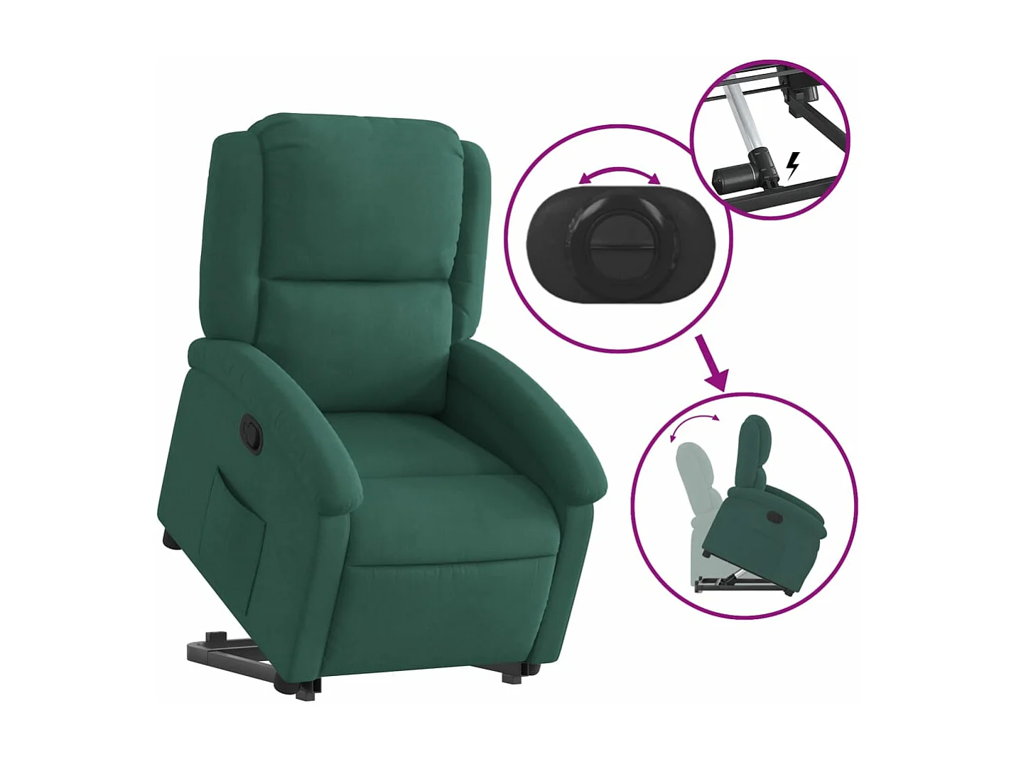 Fauteuil inclinable Vert foncé Velours