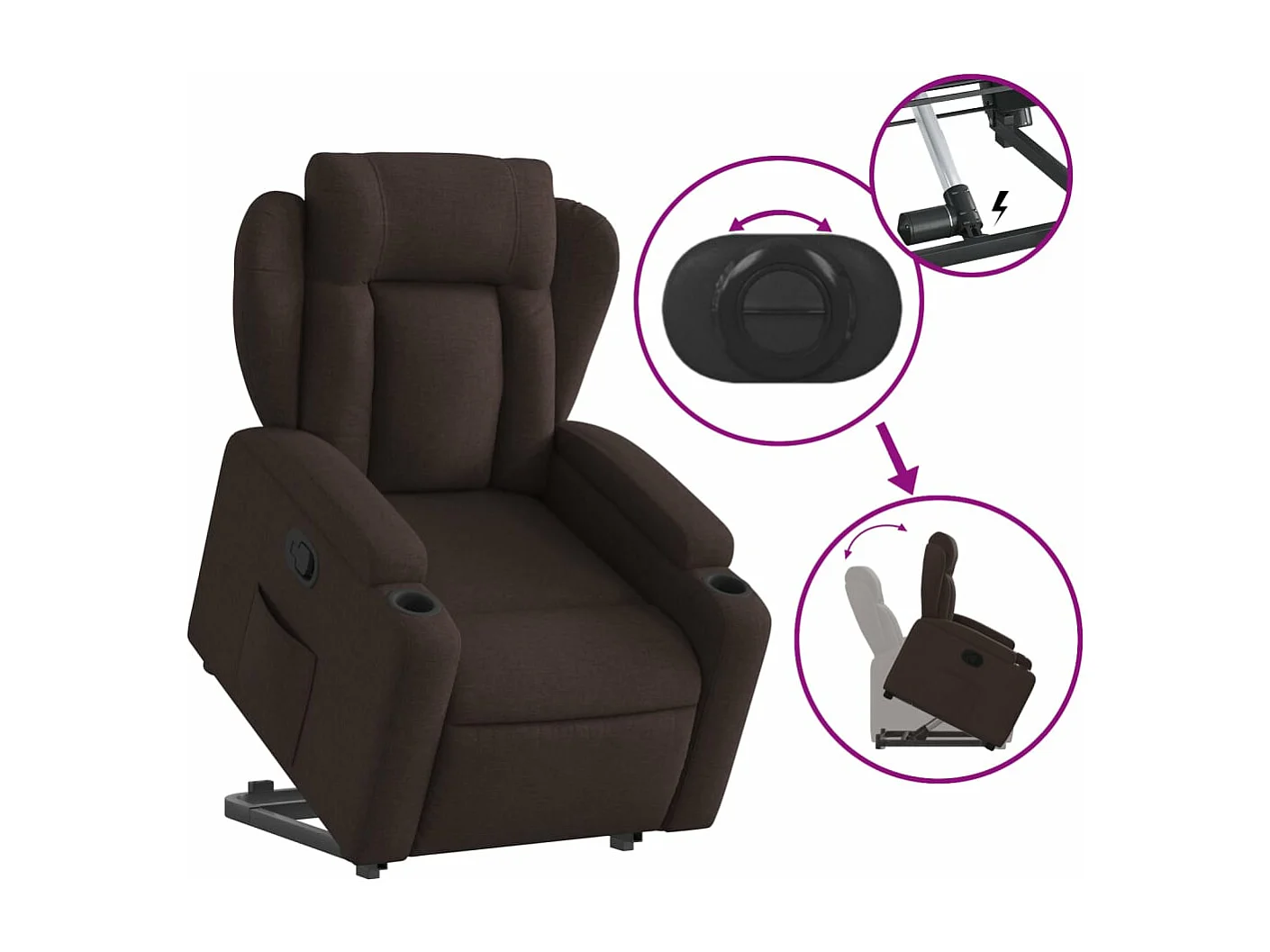 Fauteuil inclinable marron foncé tissu